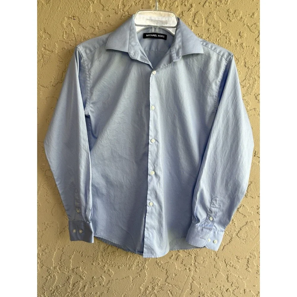 MICHAEL KORS Baby Blue Women’s Sz 14 Button Up Long Sleeve Cotton Shirt